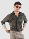 Brown Tropical Printed Viscose Shirt