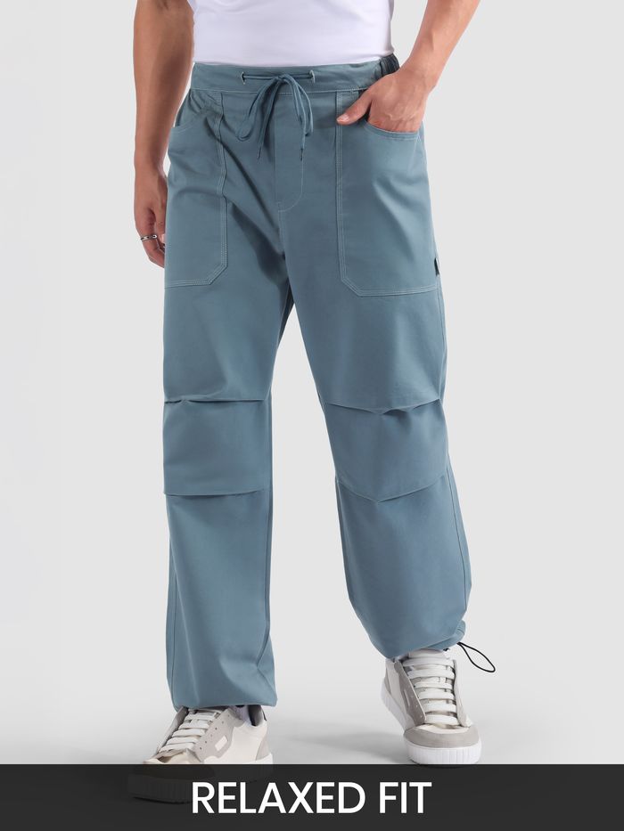 Smoky Blue Double Pleated Cargos