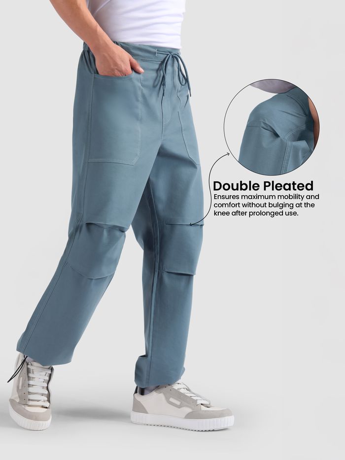 Smoky Blue Double Pleated Cargos